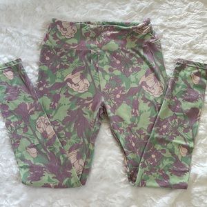 LuLaRoe Leggings OS one size mint lavender flowers